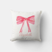 Coquette Preppy Roze Bow Baby Meisje Kinder Kussen (Voorkant)