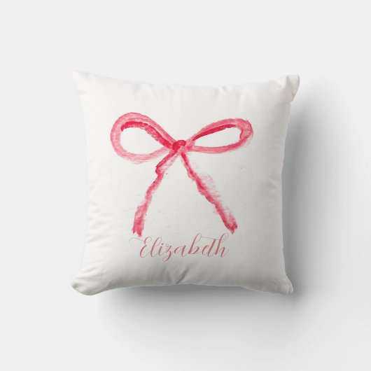 Coquette Preppy Roze Bow Baby Meisje Kinder Kussen (Voorkant)