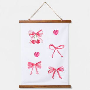 Coquette Preppy Roze Bow Baby Meisje Kinder Waterv Hangend Wandkleed