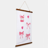 Coquette Preppy Roze Bow Baby Meisje Kinder Waterv Hangend Wandkleed (Gebogen)