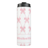 Coquette Preppy Roze Bow Thermische Tumbler Thermosbeker (Voorkant)