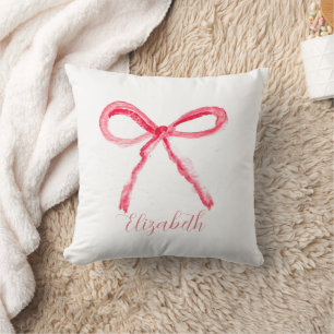 Coquette Preppy Roze Strik Baby Meisje Kinderen Kussen