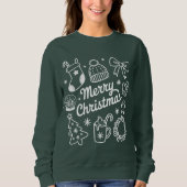 Coquette Prettig Kerst Doodles Boom Boog Trui (Voorkant)