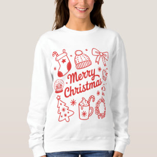 Coquette Prettig Kerst Doodles Boom Boog Trui