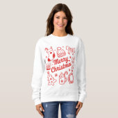 Coquette Prettig Kerst Doodles Boom Boog Trui (Voorkant volledig)