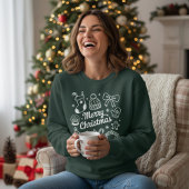Coquette Prettig Kerst Doodles Boom Boog Trui
