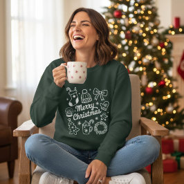 Coquette Prettig Kerst Doodles Boom Boog Trui