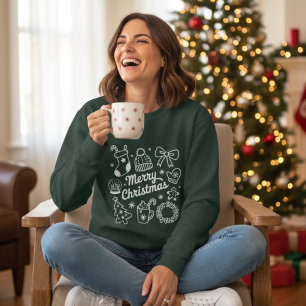 Coquette Prettig Kerst Doodles Boom Boog Trui