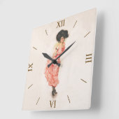 Coquette print van grijze liter. Co., lithograaf N Vierkante Klok (Hoek)