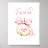 Coquette Pumpkin Baby shower Favors Sign Poster (Voorkant)