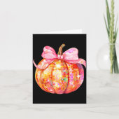 Coquette Pumpkin Bow Disco Ball Cute Girly Hallowe Kaart (Voorkant)