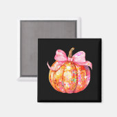 Coquette Pumpkin Bow Disco Ball Cute Girly Hallowe Magneet (Voorkant / Achterkant)