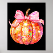 Coquette Pumpkin Bow Disco Ball Cute Girly Hallowe Poster (Voorkant)