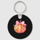 Coquette Pumpkin Bow Disco Ball Cute Girly Hallowe Sleutelhanger (Voorkant)
