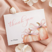 Coquette Pumpkin Pink Bow Baby shower Bedankkaart