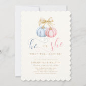 Coquette Pumpkins Gender Reveal Party Kaart (Voorkant)