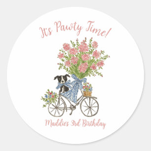 Coquette Puppy Verjaardag Party Stickers