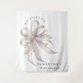 Coquette purple bow baby shower Backdrop Wandkleed (Voorkant)