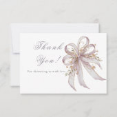 Coquette purple bow baby shower  bedankkaart (Voorkant)