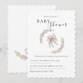Coquette purple bow baby shower Invitation  Kaart (Voorkant / Achterkant)
