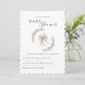 Coquette purple bow baby shower Invitation  Kaart (Staand voorkant)