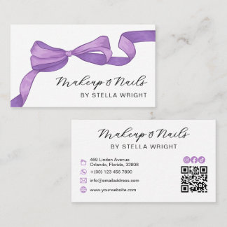 Coquette Purple Bow Beauty QR Code Visitekaartje