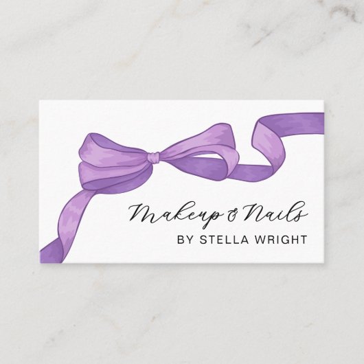 Coquette Purple Bow Beauty QR Code Visitekaartje (Voorkant)