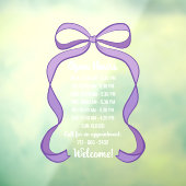 Coquette Purple Bow Small Business Open Hours Raamsticker (Vel 3)