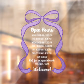 Coquette Purple Bow Small Business Open Hours Raamsticker (Vel 2)