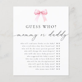Coquette Raad Wie Mama of Daddy Baby shower Spel