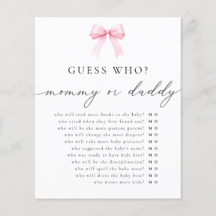 Coquette Raad Wie Mama of Daddy Baby shower Spel