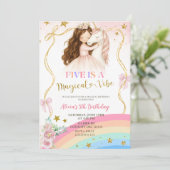 Coquette Rainbow Pastel Unicorn Magical Birthday Kaart (Staand voorkant)
