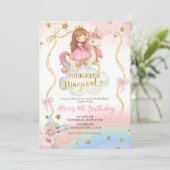 Coquette Rainbow Pastel Unicorn Magical Birthday Kaart (Staand voorkant)