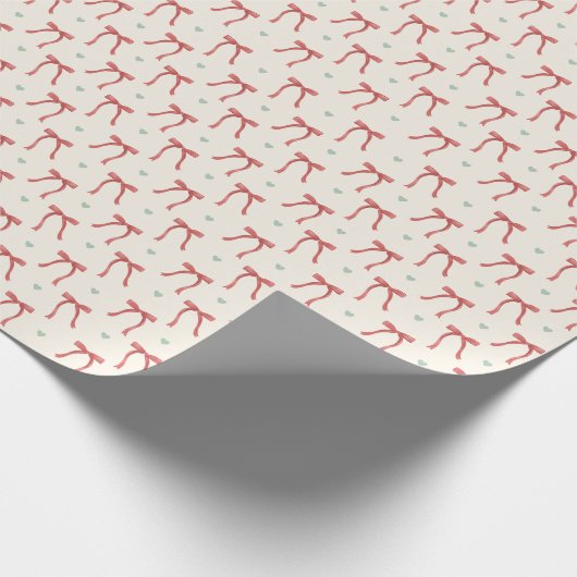 Coquette Red Bow Schattige Hart Kerstboom Cadeaupapier (Hoek)