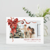 Coquette Red Bow Vakantiefoto Kerst Kaart (Staand voorkant)