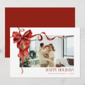 Coquette Red Bow Vakantiefoto Kerst Kaart (Voorkant / Achterkant)