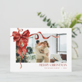 Coquette Red Bow Vakantiefoto Kerst Kaart (Staand voorkant)