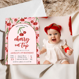 Coquette Red Cherry 1st Birthday Party Foto Kaart