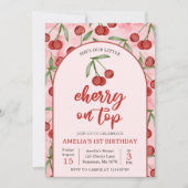 Coquette Red Cherry 1st Verjaardag Party Uitnodigi Kaart (Voorkant)