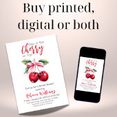 Coquette Red Cherry op Top Pink Bow-Vrijgezellenfe Kaart