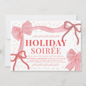 Coquette Red & Pink Bows Kerstvakantie Soirée Kaart (Voorkant)