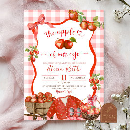Coquette Red Plaid Apple Of Our Eye Baby Shower Kaart