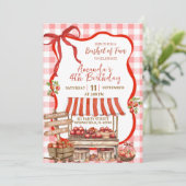 Coquette Red Plaid Bow Apple Orchard Birthday Kaart (Staand voorkant)