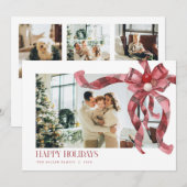 Coquette Red Plaid Gift Bow Foto Kerst Kaart (Voorkant / Achterkant)