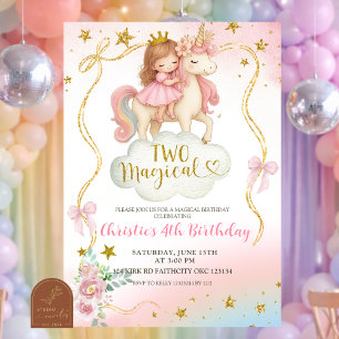 Coquette Regenboog Pastel Eenhoorn TWEE Magische V Kaart