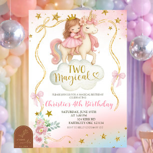 Coquette Regenboog Pastel Eenhoorn TWEE Magische V Kaart