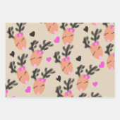 Coquette rendier kerstcadeau inpakpapier vel (Voorkant 3)