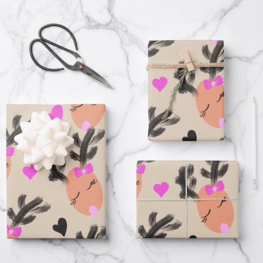 Coquette rendier kerstcadeau inpakpapier vel (Voorkant)