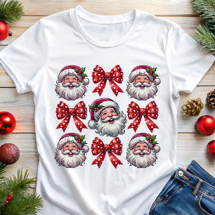Coquette Retro Kerstman Gezichten en Rode Bogen Ke Tri-Blend Shirt