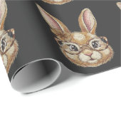 Coquette Retro Leopard Happy Easter Bunny Trendy Cadeaupapier (Rol Hoek)